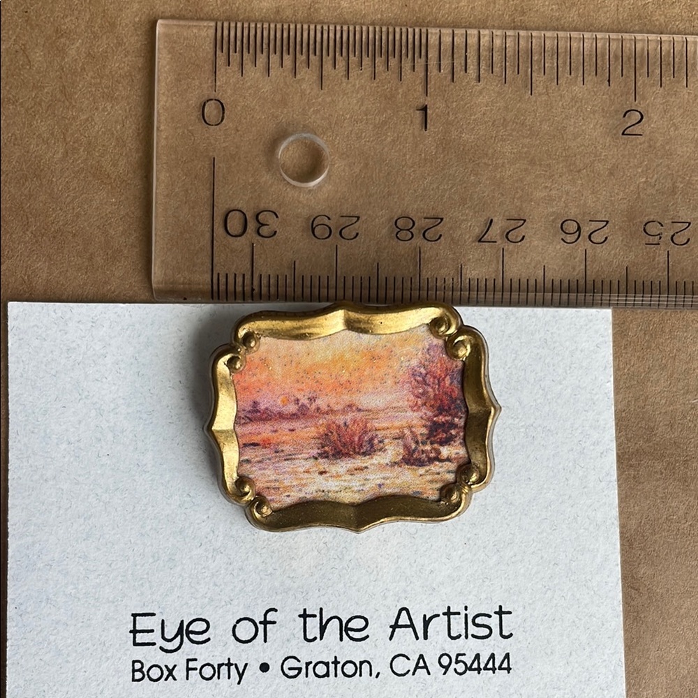 Eye of the Artist Gold-Tone Hand Crafted Brooch - Claude Monet Winter Sun
